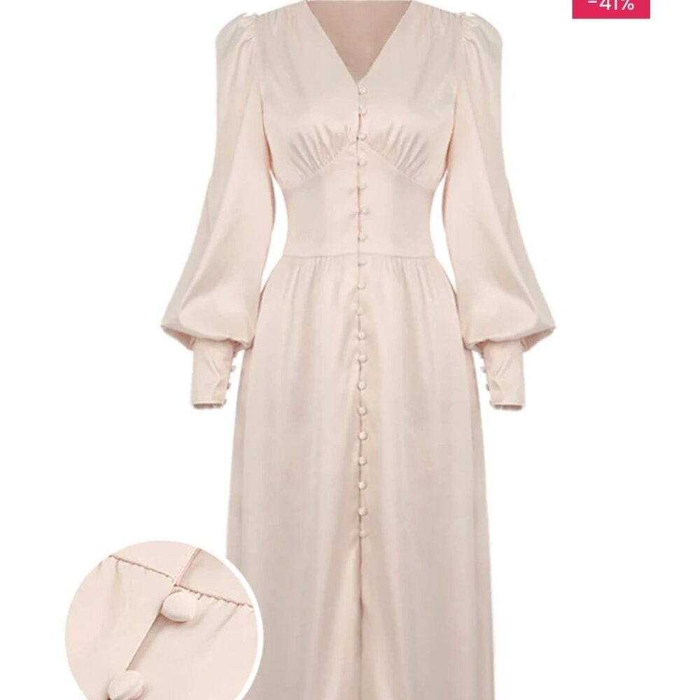 Silk Button Tea Dress - Retro Stage NWT